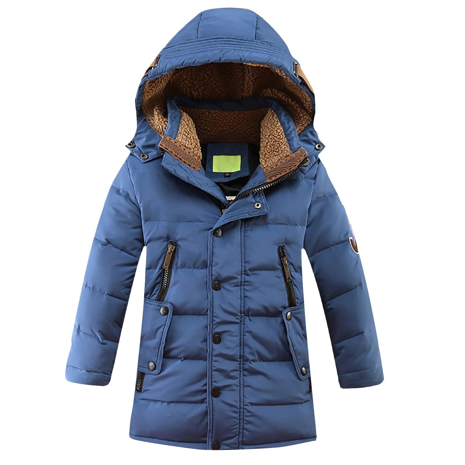 Chaqueta de plumón de invierno para niños, con capucha y forro polar, abrigo acolchado cálido para niños, abrigo informal para la escuela