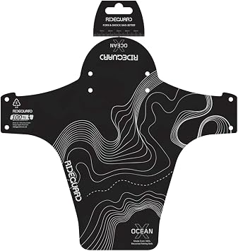 PF1 OceanX Front MTB Mudguard UK Made from 100% Recycled Fishing Nets 100% Recyclable. Mountain Bike Fits 24, 26, 27.5, 29, Plus Size and Fat Bikes.