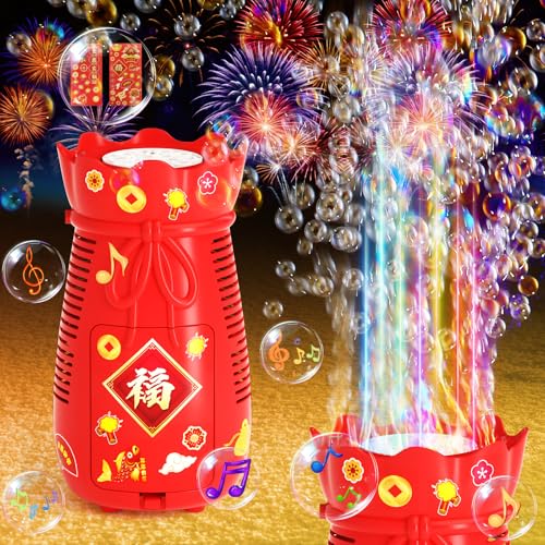 Apritsce Maquina de Burbujas, Fuegos Artificiale Maquina Pompas Jabon, Portátil Juguete Maquina Burbujas Niños con Luces y Sonido, Pompero Automatico para Boda, Cumpleaños, Fiesta, 100 ml