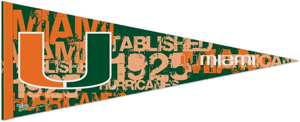 WinCraft NCAA 72579091 University of Miami (Florida) Premium Pennant, 12" X 30"