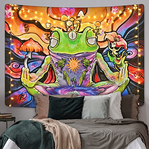 Krelymics Frog Tapestry Mushroom Tapestry Hippie Eyes Tapestries Moon Phase Tapestry Abstract Tapestry Wall Hanging For Room(51.2 X 59.1 Inches) #TOP1
