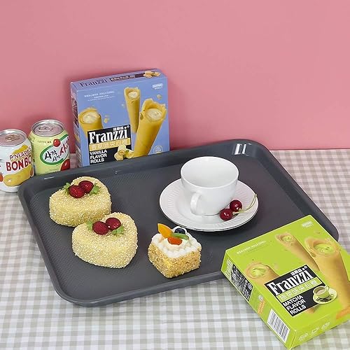 Miniatura 4 de Bandejas de plástico más grandes para servir restaurantes de comida rápida, color gris oscuro, 6 paquetes