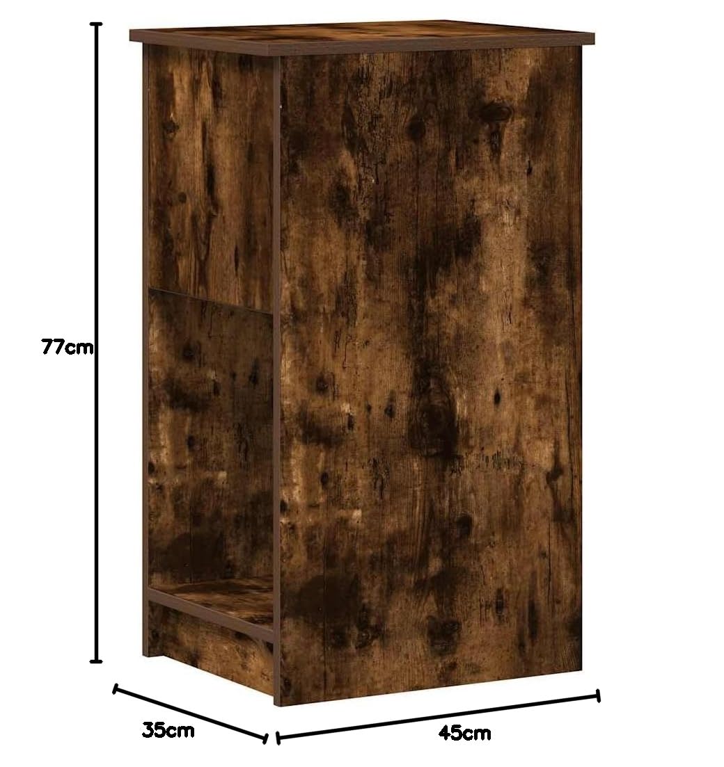 Armadio per computer con cassetto, affumicatura 35 x 45 x 77 cm, protezione PC, molto spazio, per ufficio e soggiorno, materiale in legno