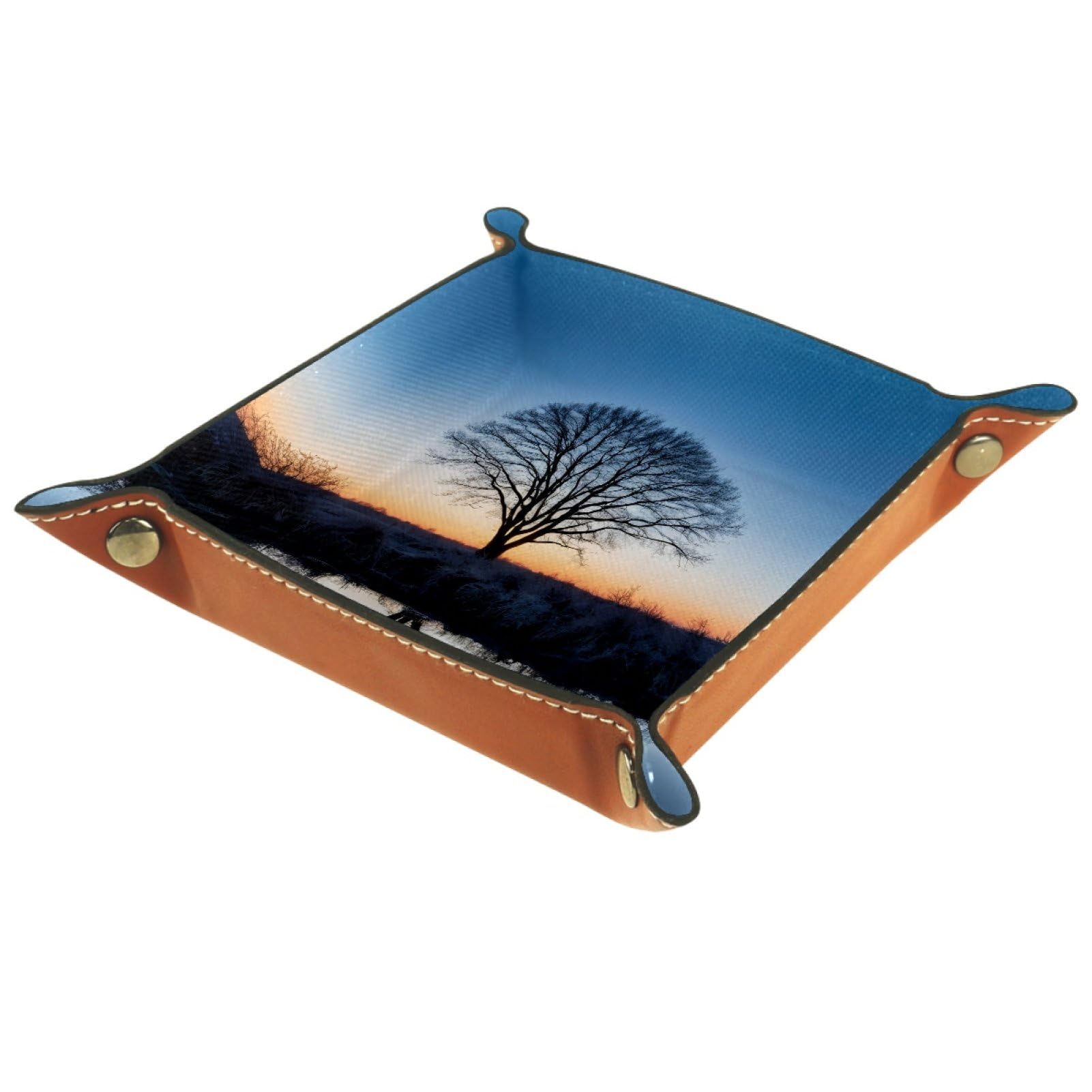 VAPOKF Tree Dice Trays Quadrilateral Dice Folding Tray Microfiber Leather Holder for Table Games RPG DND, 20.5 × 20.5 cm