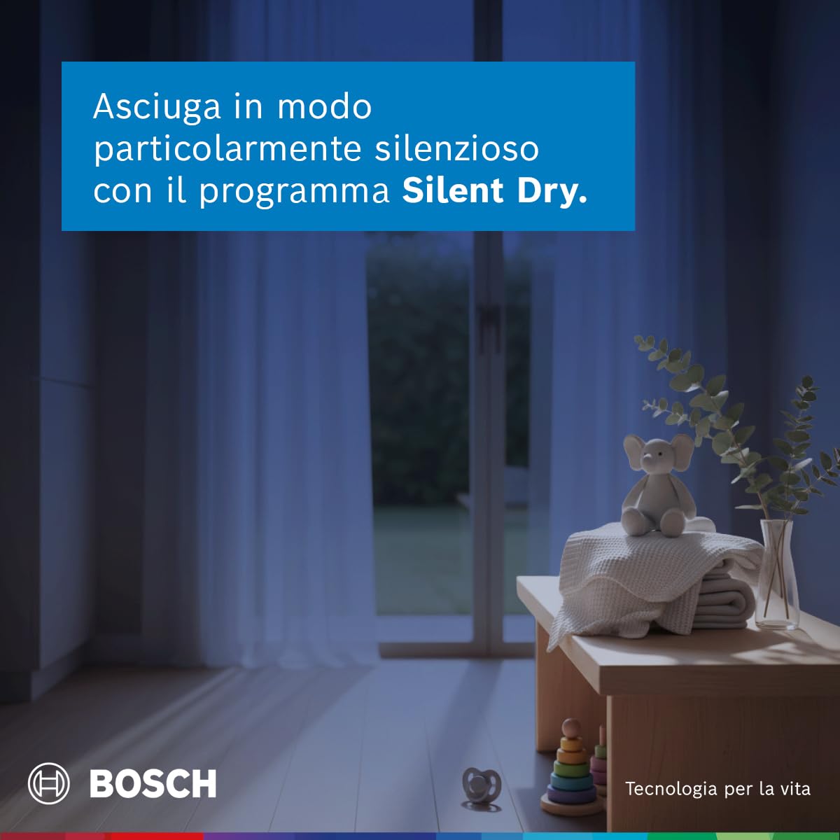 Bosch WQG245D0IT Serie 6 Asciugatrice smart a pompa di calore, 9 kg, Classe energetica C, Condensatore autopulente, Cestello per capi in lana, Sensori di asciugatura intelligenti, Bianco, 60 Cm