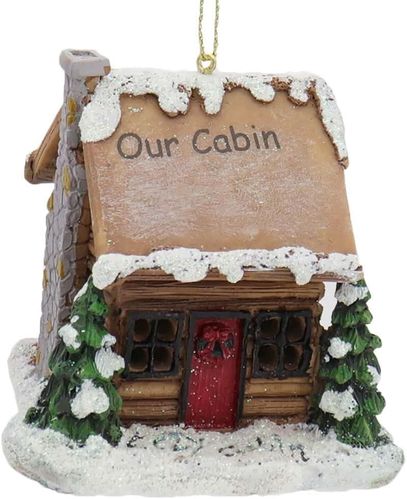 Battery-Operated Log Cabin LED Lighted Ornament