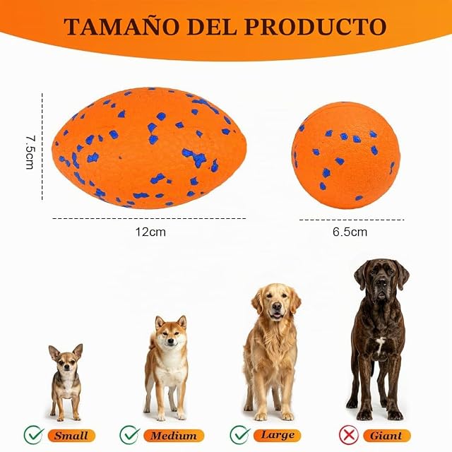 Foto 2 de 8 de Linzerry 2 PCS Pelota Interactiva para Perro, Pelotas de Rugby para Perros