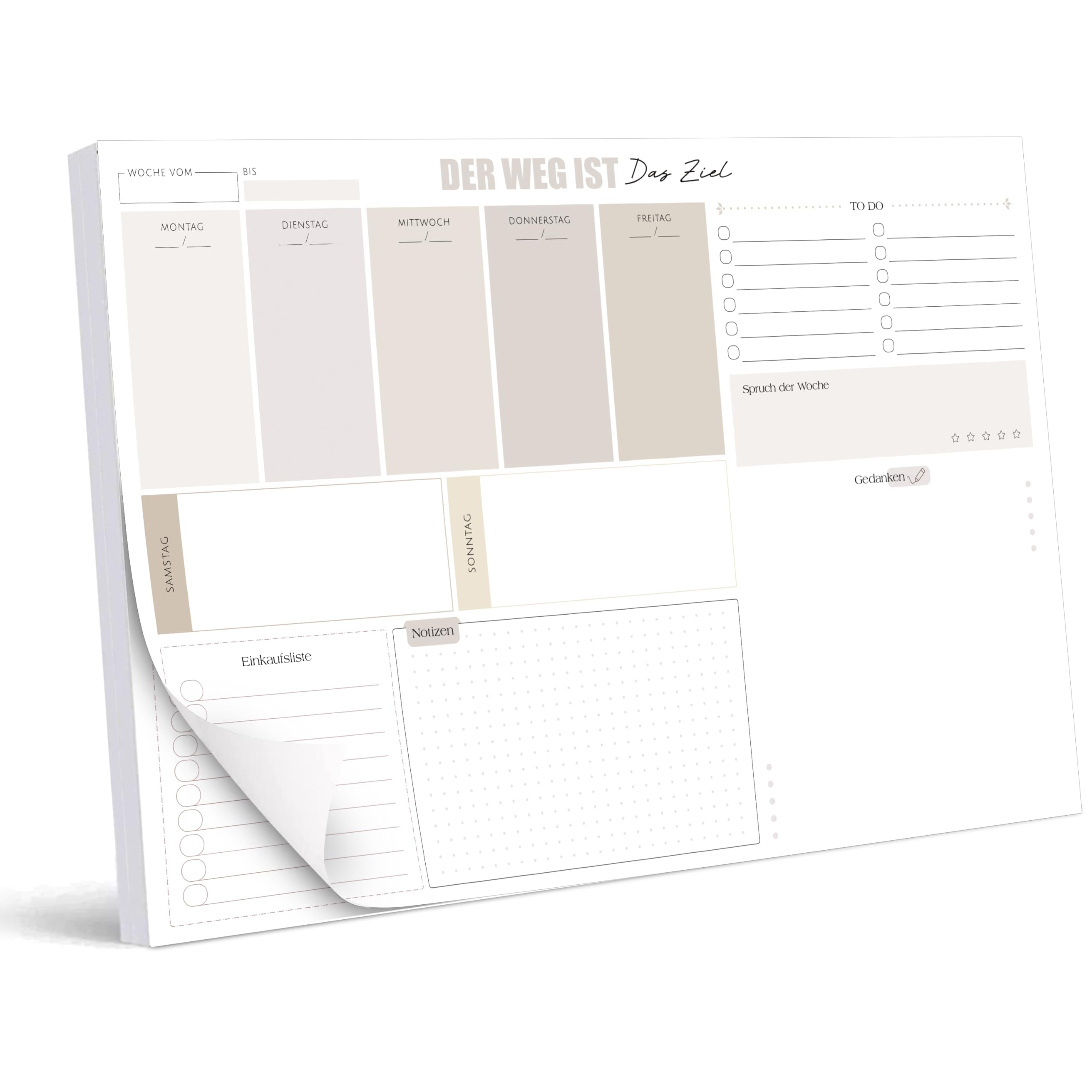BIROYAL 50 Blätt Schreibtischunterlage Papier A3 + Wochenplaner Block mit To Do und Einkaufsliste - Weekly Planner undatiert, Schreibtisch Unterlage