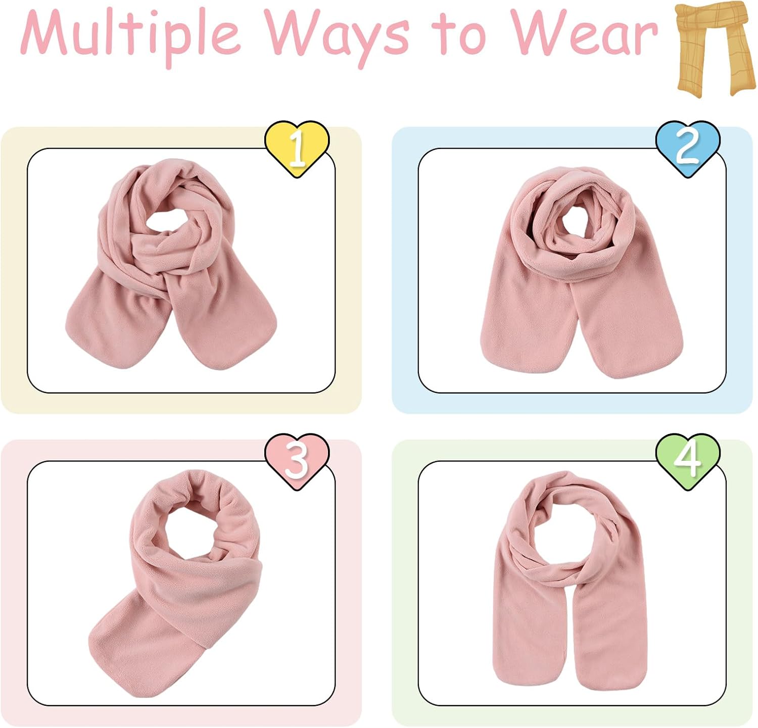 Zsedrut Toddler Winter Scarf Girls Fleece Neck Warmer Solid Color Warm Scarves - Image 5