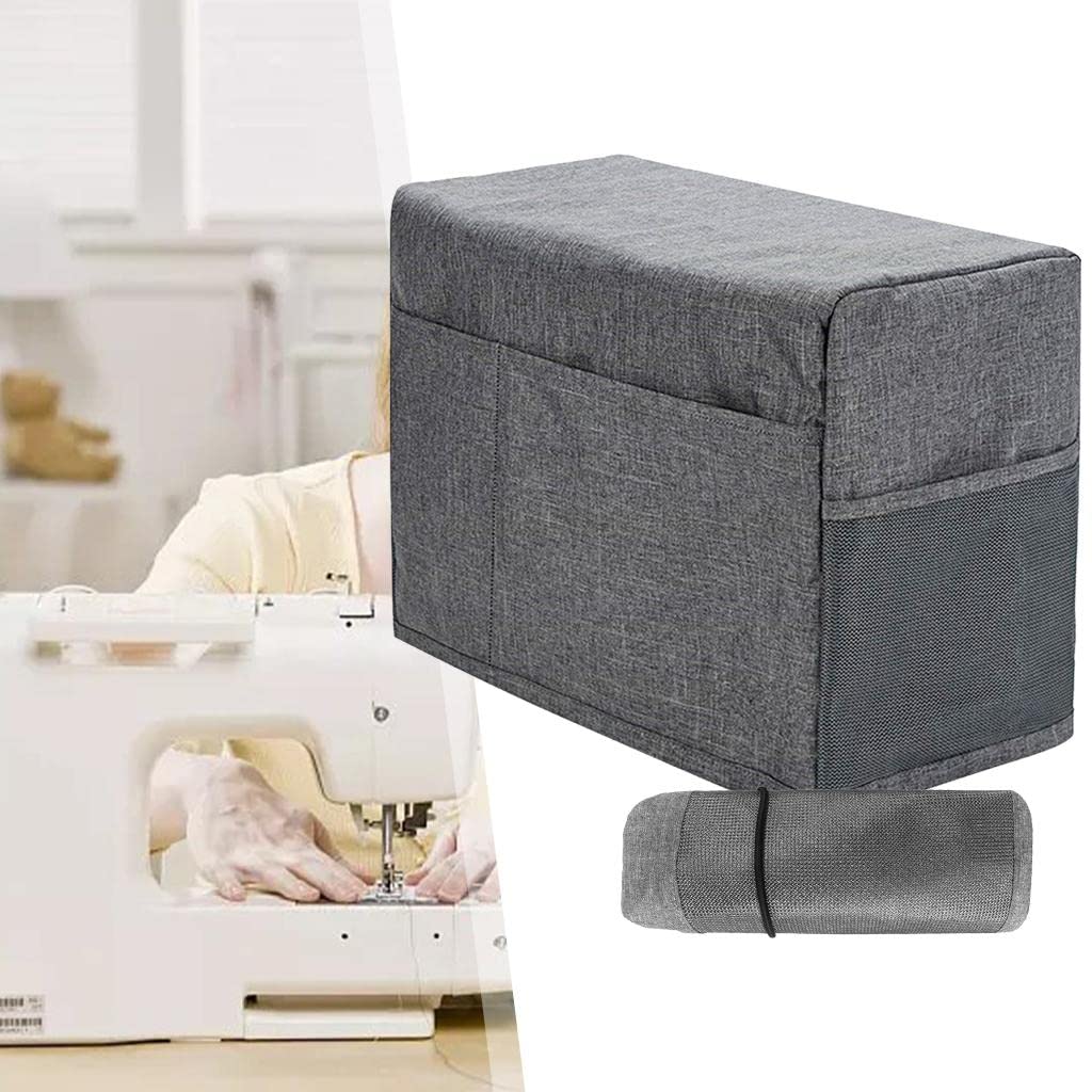 Cubierta antipolvo para máquina de coser con bolsillos para la mayoría de máquinas de coser domésticas, Juego de 3 (gris), 46x32x21cm