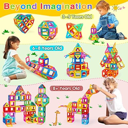 KIDCHEER Magnet Building Tiles, 64PCS Magnetic 3D Building Blocks Set for Kids, Magnetic Educational Stacking Blocks Boys Girls Toys Christmas Toddler Gifts 2 61oH+UWwurL. AC