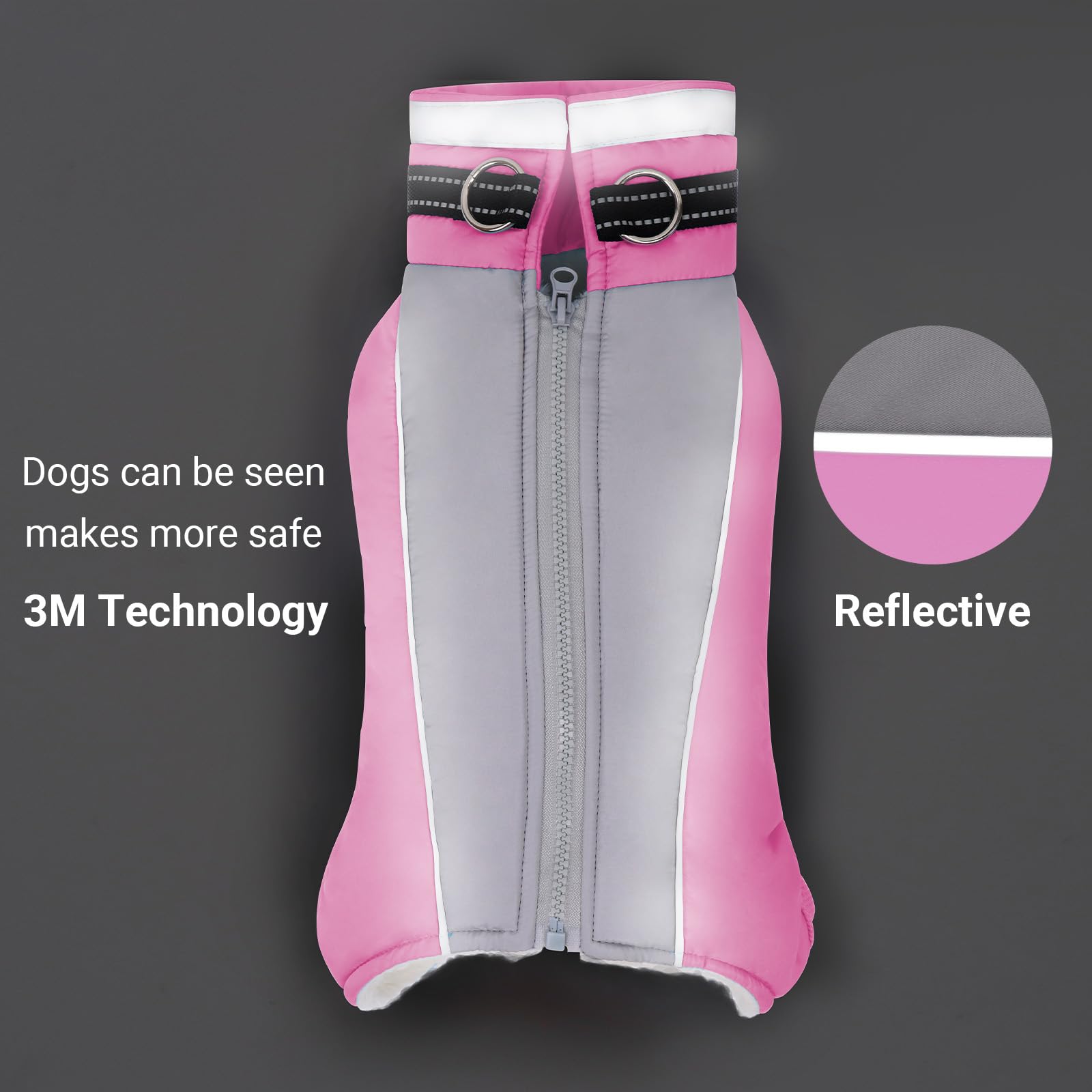 JULY'S SONG Giacca per cani foderata in pile, in cotone senza maniche, con cinturino sul petto, con strisce riflettenti, design caldo, abbigliamento per cani per l'inverno e l'autunno