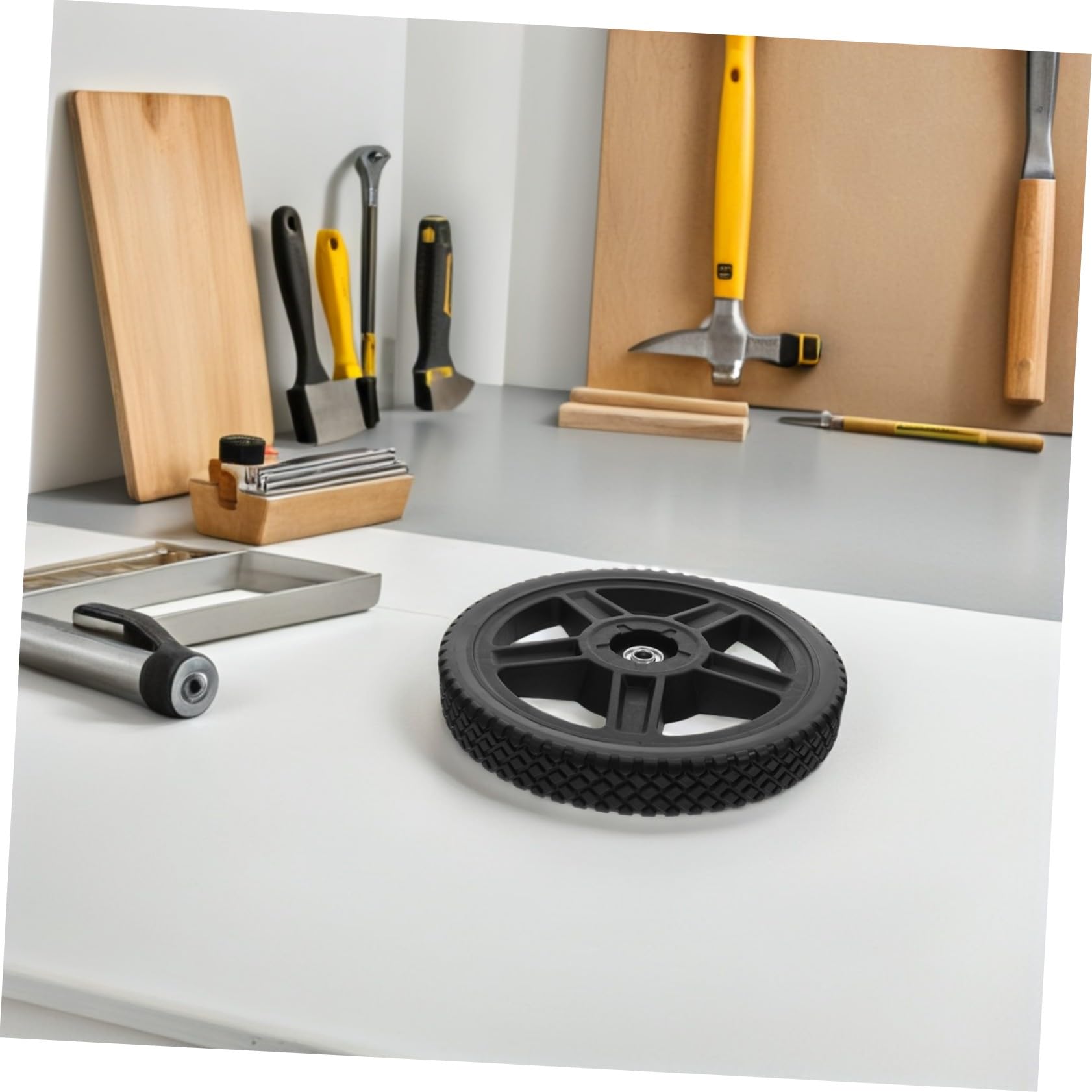 2 Piezas rueda de cortacésped ruedas de plástico para empuje de la cortacésped de polivinilo Negro