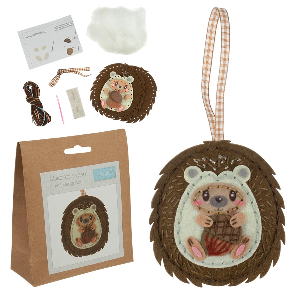 Crafty Capers Sew Your Own Hedgehog | Complete Felt Craft Kit | Hanging Ornament