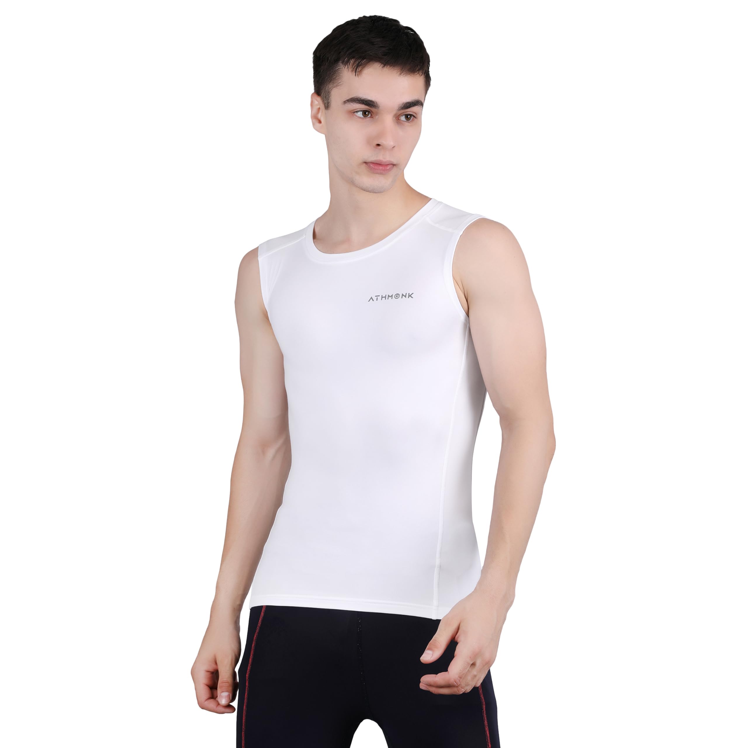 Athmonk Compression Vest Tank Body Shaper Without Sleeve for Men - Gym Shirt for Men Men Shapewear - Keep Dry Tight Skin Fit - Breathable Inner for Men Sports Wear Workout Gym Sports