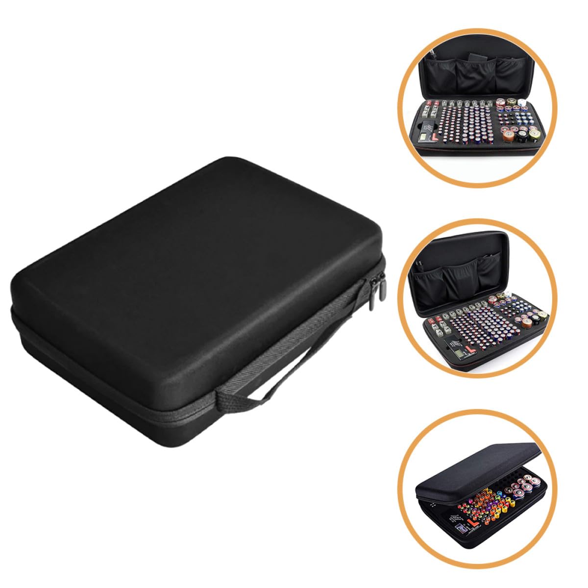 Scatola Organizzatore per Batterie in Eva Nera, Leggera | Agli Spruzzi, Antiurto e Antipolvere, Capienza Ampia per Viaggio, Adatta a Pile al Litio e Piccoli Oggetti