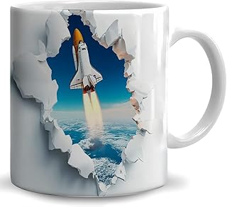 Space Shuttle Coffee Mug - Space Shuttle Lover Mugs Gifts for Women Men - Birthday, Christmas Gift for Friend Mom Dad Wife Husband - 3D Effect Printed Ceramic Mug (11oz)