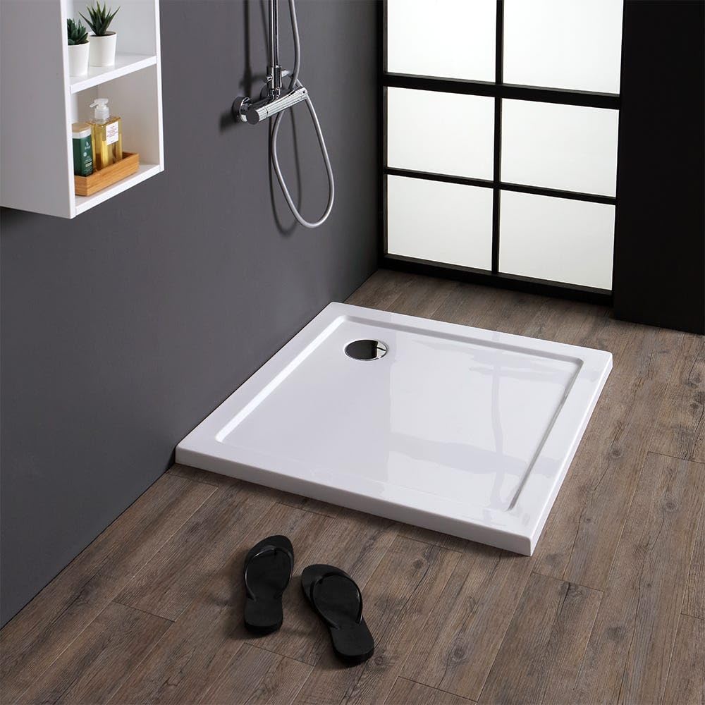 Kiamami Valentina - Plateau de Douche carré 80x80 cm Acrylique et ABS Blanc | Alba