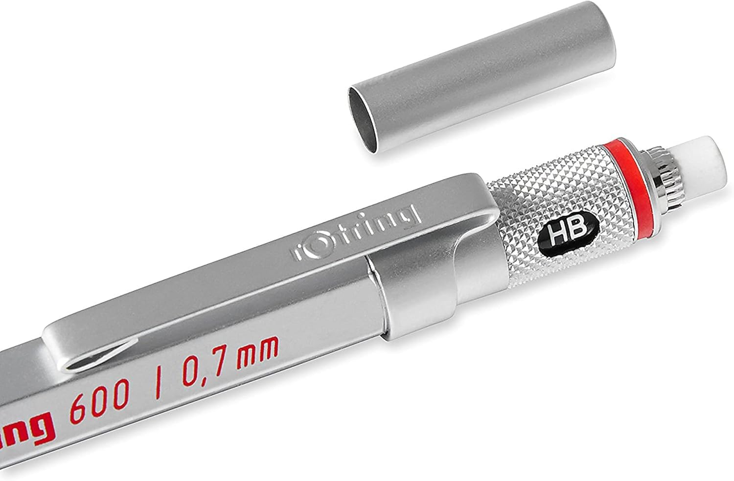 rOtring 600 Porte-mines Argenté 0,7 mm dans une boîte cadeau + boussole de réglage rapide 360 mm (compact) + mines HB 0,7 mm