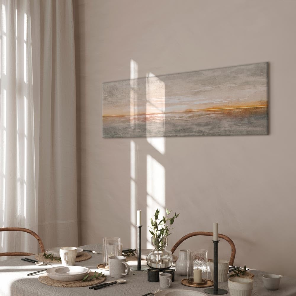 murando - Cuadro en Lienzo Paisaje puesta de sol 150x50 cm Vlies Impresión | 1 Pieza Material no Tejido Cuadros para Salon Dormitorios Impresión Decoracion de Pared concreto Mar Cielo