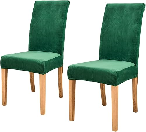 Jusmate Juego de 4 fundas de terciopelo suave para sillas de comedor, fundas elásticas para sillas de comedor y sillas Parsons, lavables,