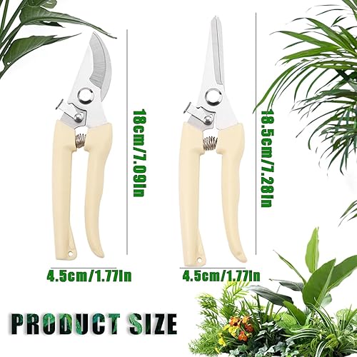 Miniatura 2 de Juego de tijeras de jardín de acero inoxidable rectas y curvadas, herramientas de corte de mano afiladas para flores y árboles frutales, regalos de