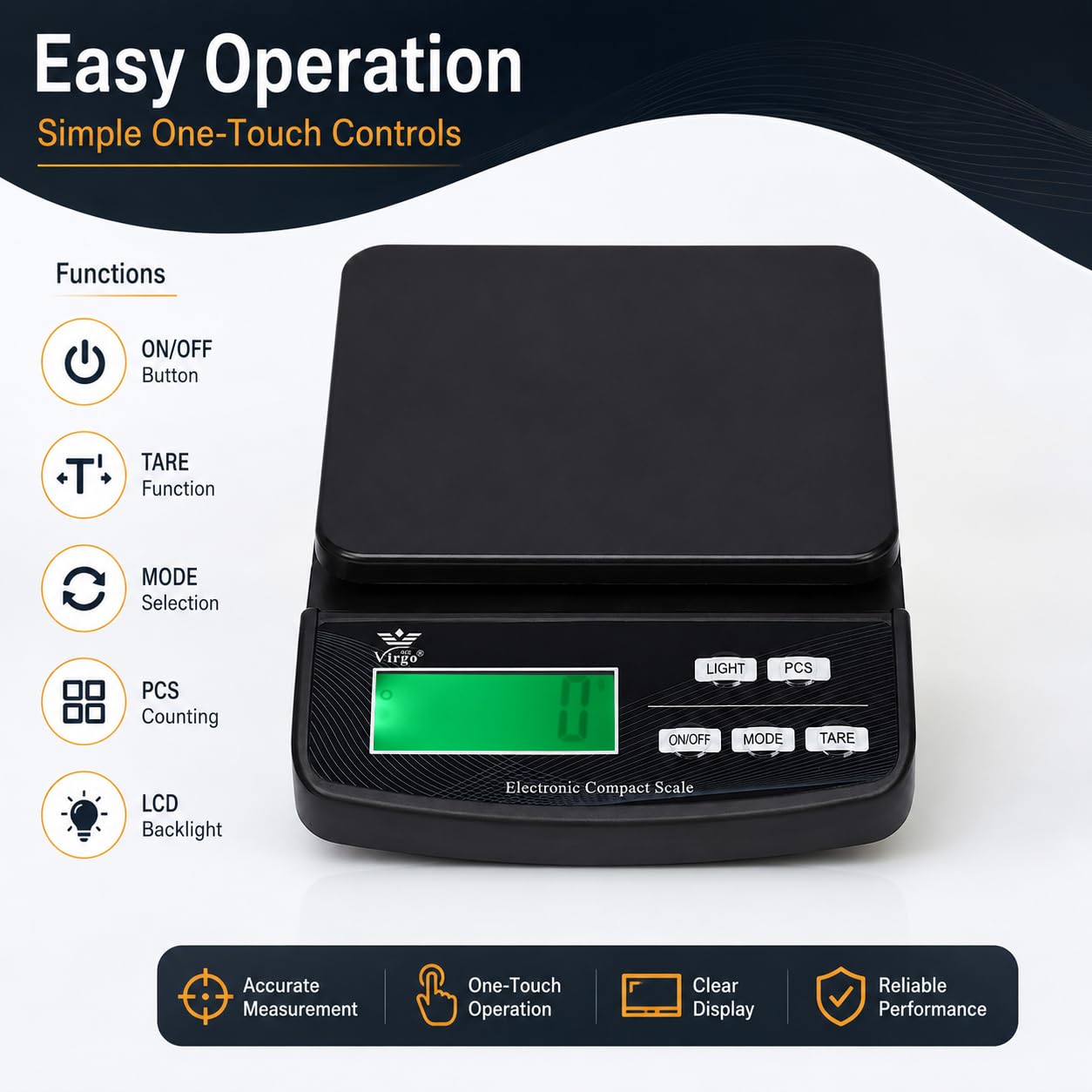 Digital Kitchen Scale - 5kg Capacity, White -2