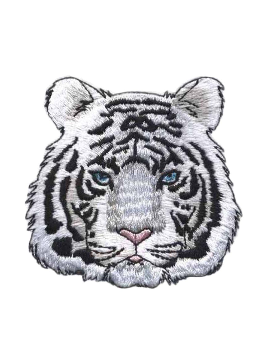 1 PCS Tiger Head Interesting Graphics Patch Embroidered Applique Iron On Sew On Emblem(2.7x2.6 inch)