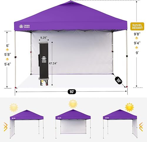 Miniatura 111 de CROWN SHADES - Toldo desplegable de 10 x 10 pies con 1 pared lateral, tienda de campaña de playa que se arma con solo presionar un botón, glorieta