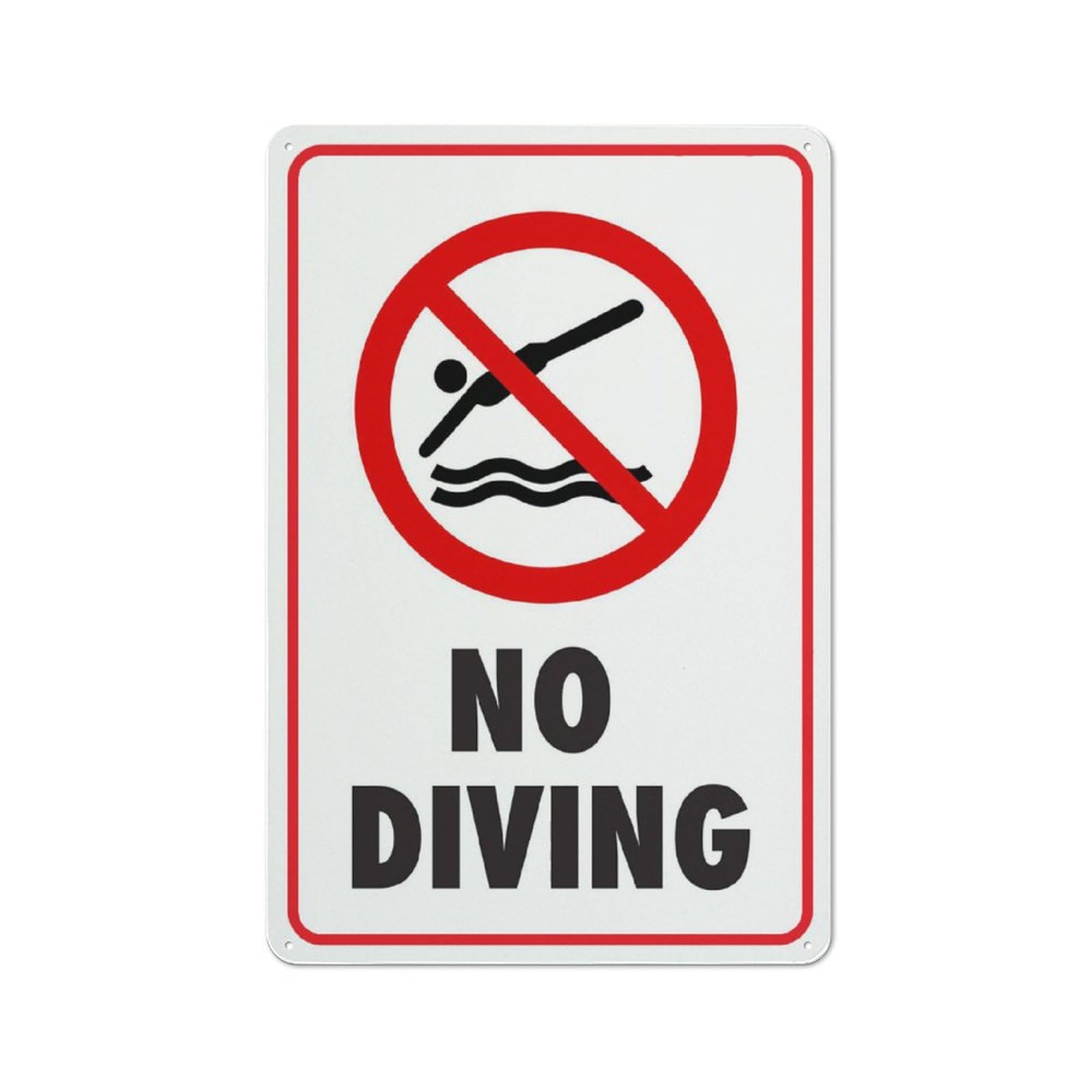 No Diving Sign 12”X8” Metal Signs Aluminum Sign Pre-Drilled Holes For Easy Mounting Indoor Or Outdoor Use For Fence Door Or Gate