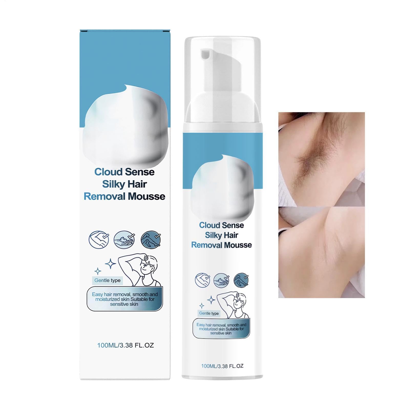 Mus do usuwania włosów, Cloud-Like Depilatory, delikatny spray z formułą łagodzącą, przenośna butelka o pojemności 100 ml, akcesoria do pielęgnacji, gładka pielęgnacja bikini, nóg, ramion, ramion