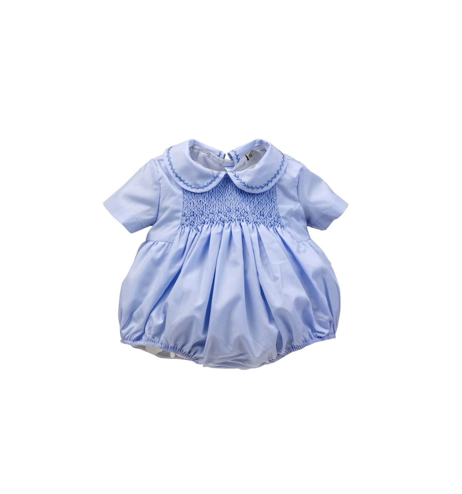 Regalo bebé ranita|pelele de punto de Smock|nido de abeja Azul válido de 6 a 12 meses | Y un precioso oso de peluche personalizado | Presentado en una caja vontage muy elegante | BebeDeParis