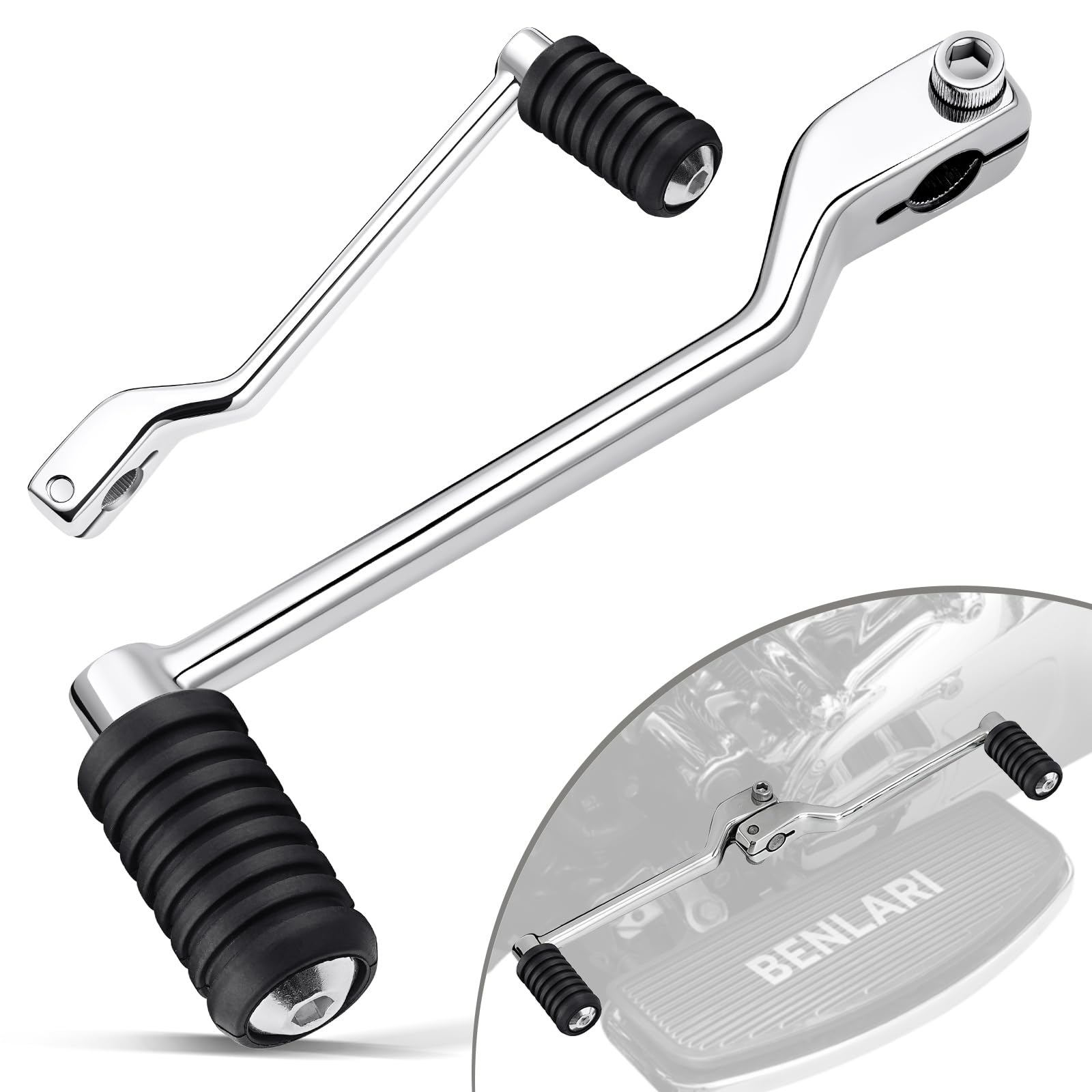 Benlari Heel Toe Shifter Lever Fit for Harley FL Softail 1986-2017, Trike 2008-2024, Touring Street Glide Road Glide Street Glide Road King Electra Glide 1988-2024, (2, Chrome)