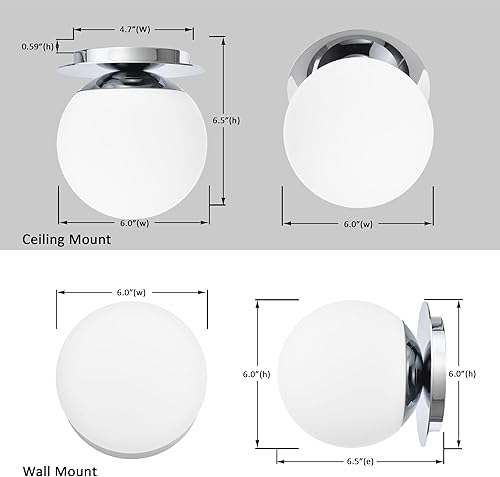 Miniatura 3 de Apliques de pared, 1 lámpara moderna de globo, lámpara de pared para dormitorio, baño, sala de estar y pasillo, iluminación de tocador, lámpara de