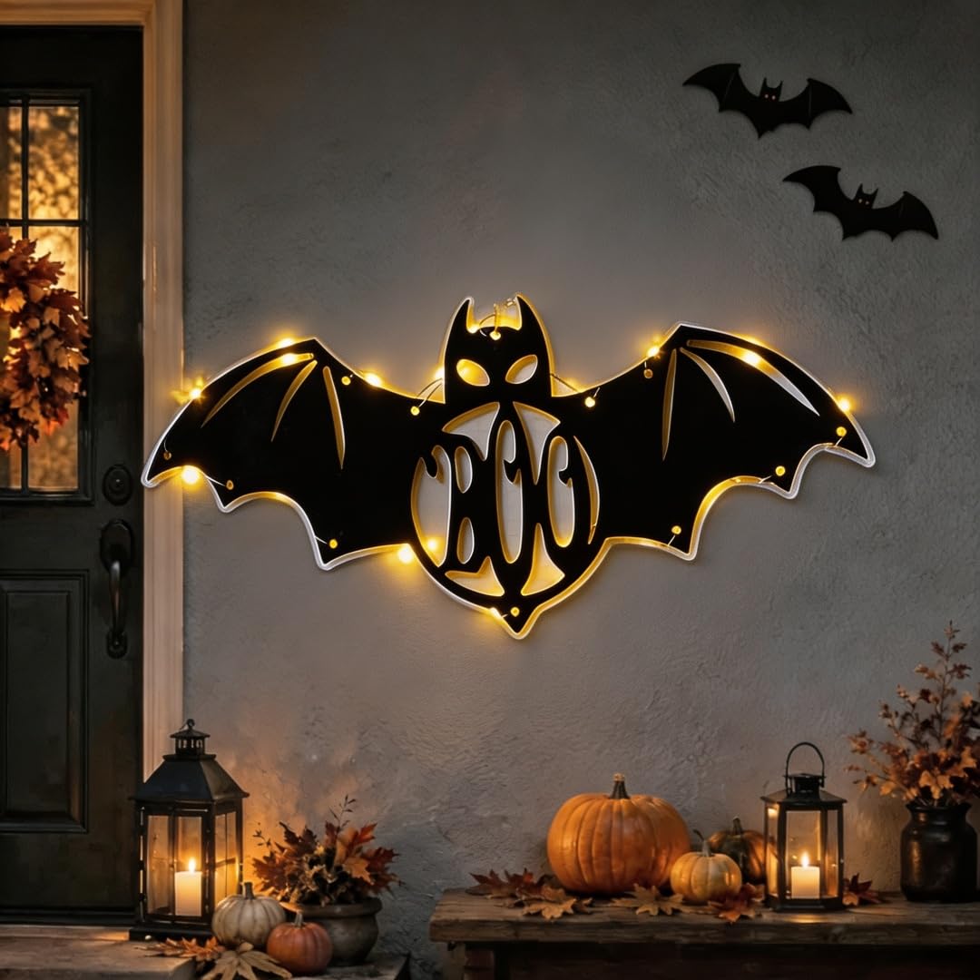 Halloween Silhouette Hanging Lights Spooky Wall Decoration (N)