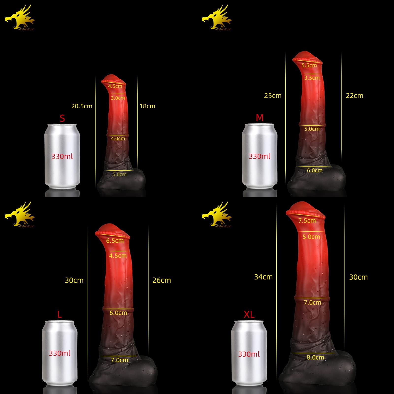 Nothosaur Conola con tubo per sperma, plug anale in silicone, butt plug per principianti ed esperti, taglia L (lunghezza 30 cm)