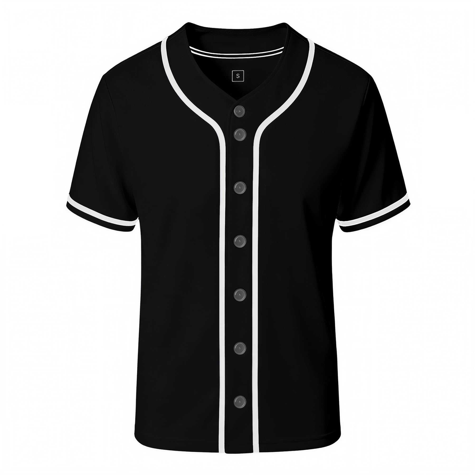 Blank Plain Short Sleeve Baseball Jersey for Men and Women Solid Button Down Sport Uniform
