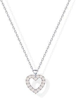 PAVOI 14K Gold Plated Cubic Zirconia Heart Necklace | Cute Dainty Love Pendant Necklaces for Women