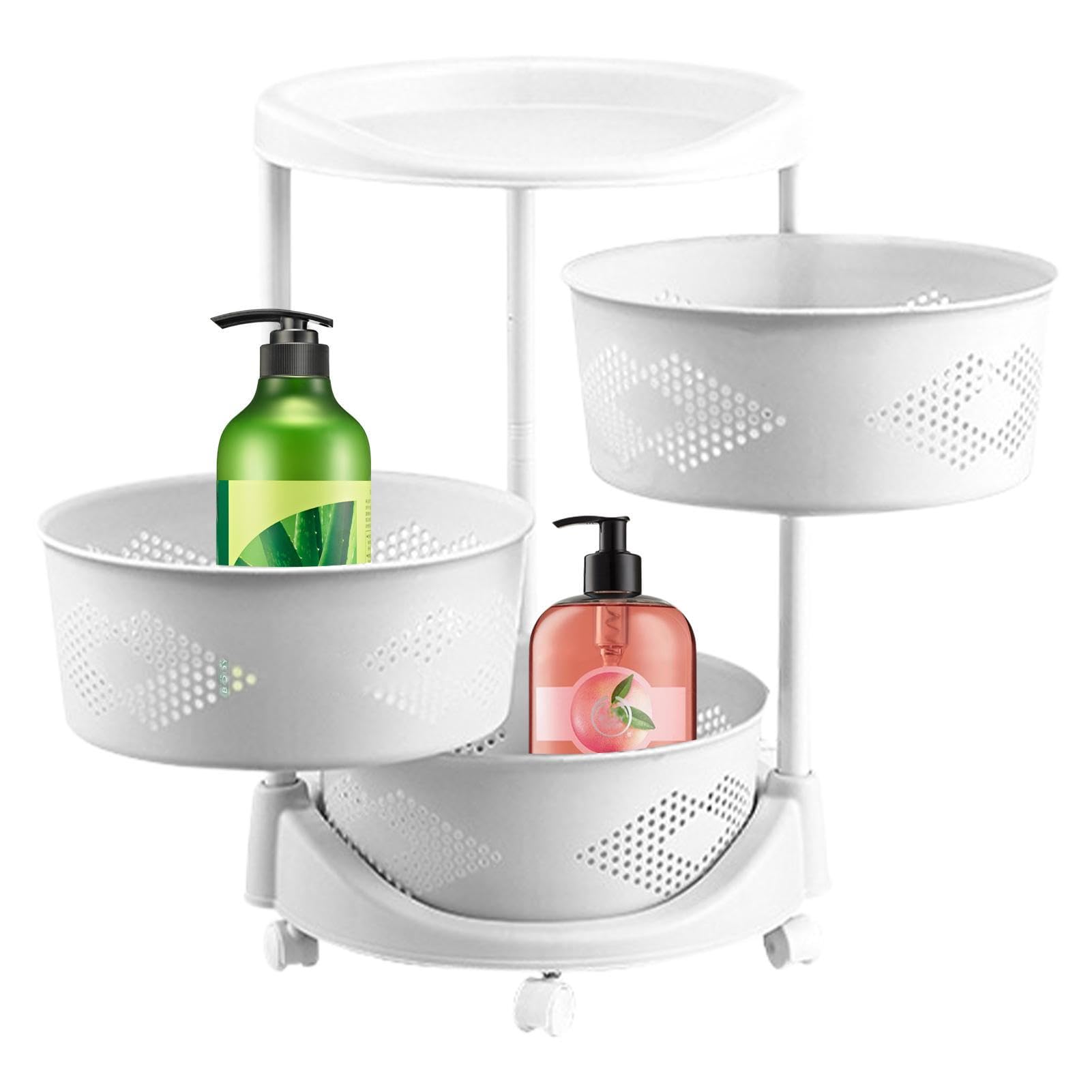 Lambo - Almacenamiento Giratorio de 360°, Organizador de estanterías | Carrito de Almacenamiento con Ruedas para Verduras, estanterías, Almacenamiento de Alimentos, Multicapa, práctico para Cocina