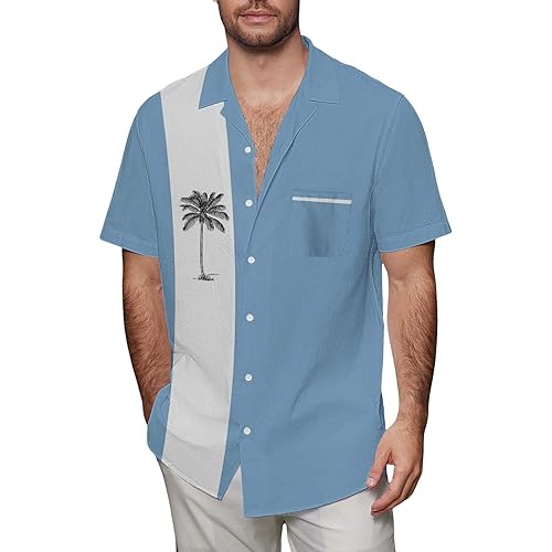 Hawaiian Shirt for Men Casual Short Sleeved Overcoat Loose Casual Floral Summer Beach Shirts Mens Beach