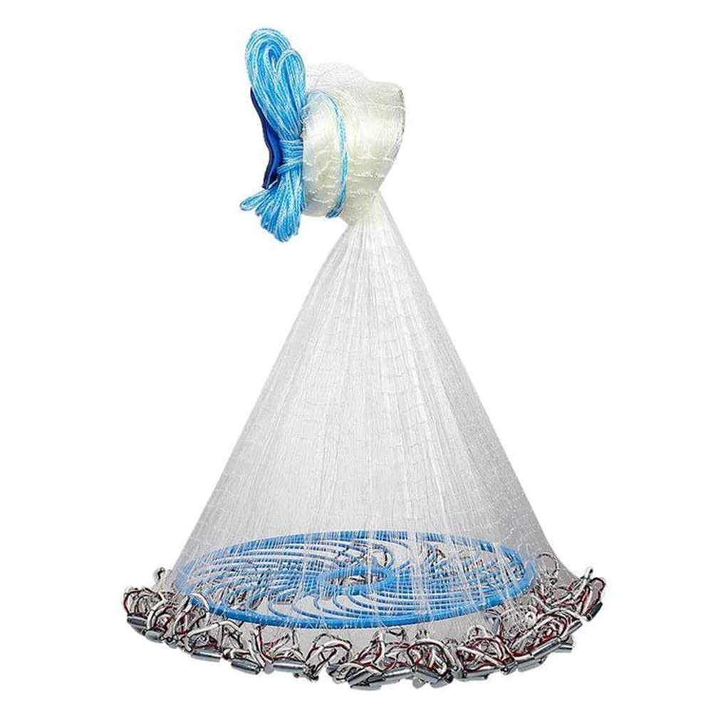 Alvinlite Cast Net for Bait Trap Fish 8ft 10ft 12ft 14ft 16ft Radius Fishing Cast Net Throw Cast Net with Heavy Duty Zinc Sinker for Freshwater and Saltwater
