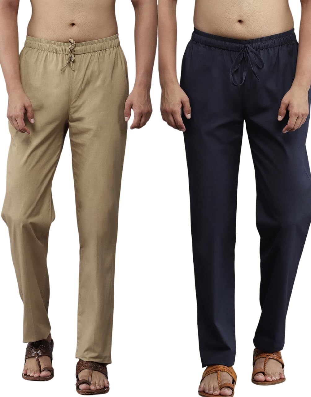 See Designs Men Brown & Navy Blue Solid Pure Cotton Men's Pyjama (Pack Of 2)_Sdcbpj170Xxl