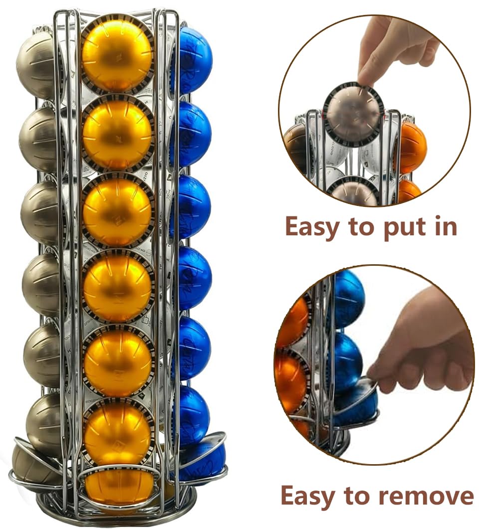 Wrobic Coffee Capsule Holder for Nespresso Vertuoline Pods Rotating Coffee Pod Storage Rack Stand Organizer for 35 Nespresso Vertuo Pods - Image 2