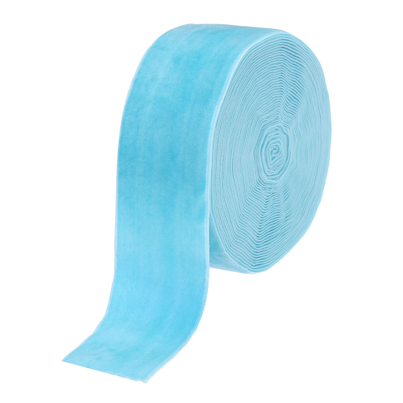 sourcing map Velvet Ribbon 2 Inch x 20 Yard Single Face Spool Silky Velvet Fabric for Bouquets DIY Crafts Gift Wrapping Wedding Party Sky Blue