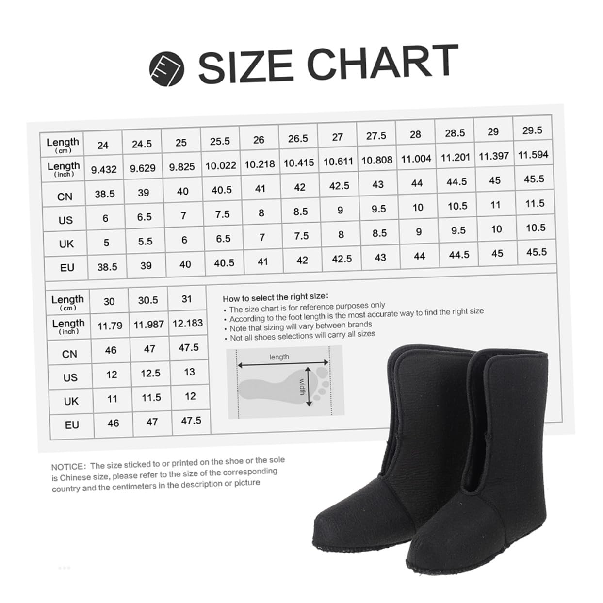 Zerodeko Semelles Intérieures de Rechange Moelleuses pour Bottes Homme Taille 44, Doublure Amovible Chaude Antidérapante pour Bottes de Neige et Randonnée, Accessoires Hiver Confortables