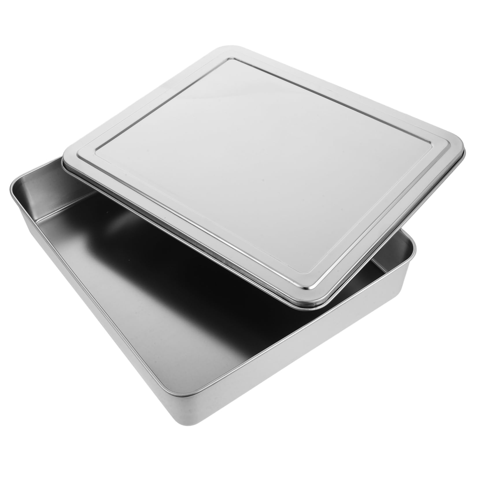 PRETYZOOM Rettangolare Teglia in Acciaio Inox con Coperchio Argento