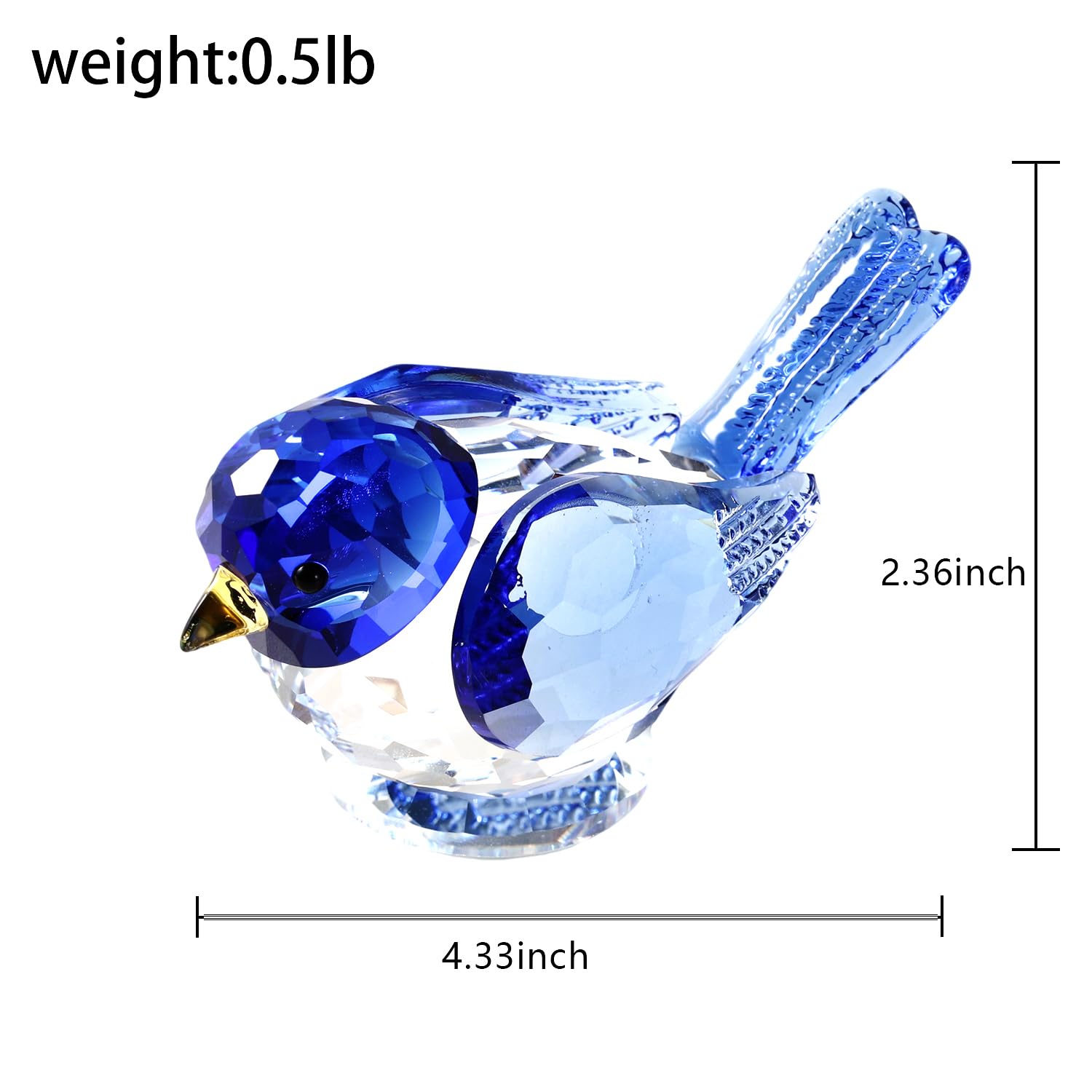 Figura de pájaro de cristal, escultura decorativa de cristal, decoración coleccionable para el hogar (azul)