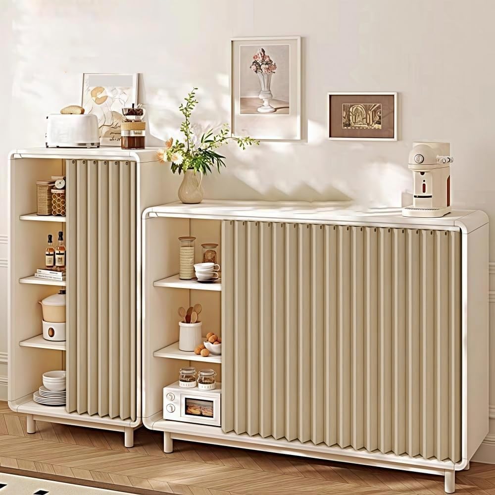 Maßgefertigte, Faltbare Schrankvorhänge mit Gleitschienen für Kleiderschränke, Bücherregale und Lagerschränke.-Light Brown- W80cmxH180cm