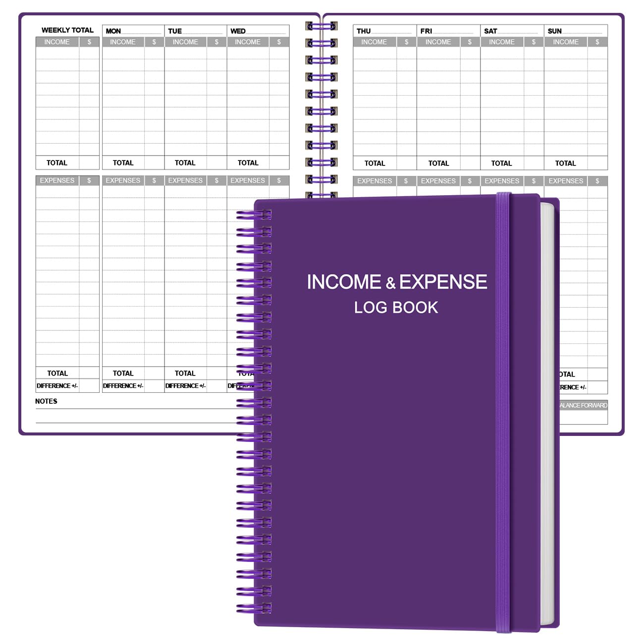 Heveboik Income & Expense Log Book - A5 Income and Expense Tracker for Small Business, Accounting Bookkeeping Tracking for Woman and Man, 5.8" x 8.3",