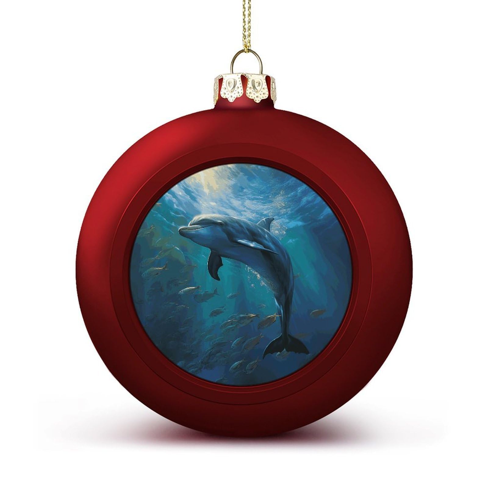 Dolphin in The Deep Ocean Christmas Balls Ornaments for Xmas Christmas Tree 1.6" Hanging Shatterproof Xmas Balls Hanging Decor Pendants for Holiday Party Outdoor Indoor DIY Craft Supplies